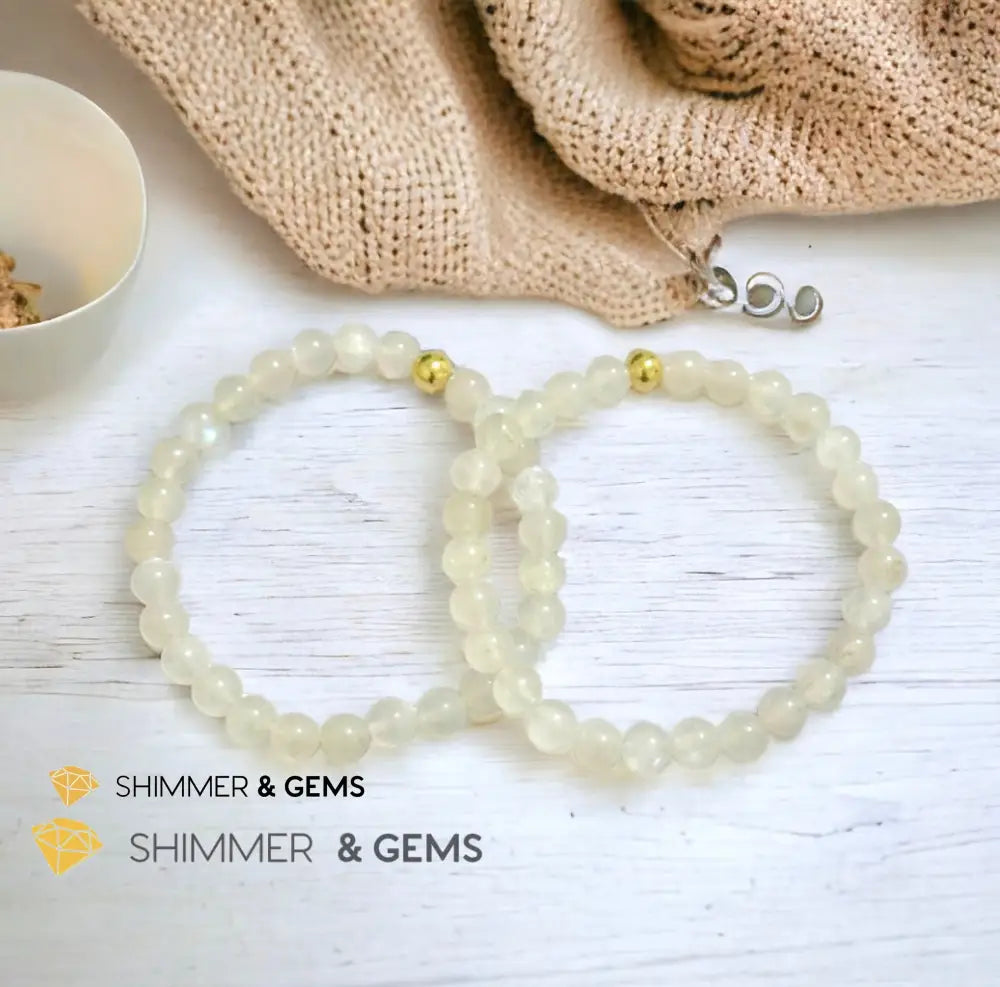 Moonstone 6mm Bracelet with 14k gold filled bead Bracelets