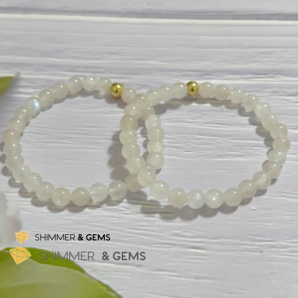 Moonstone 6mm Bracelet with 14k gold filled bead Bracelets