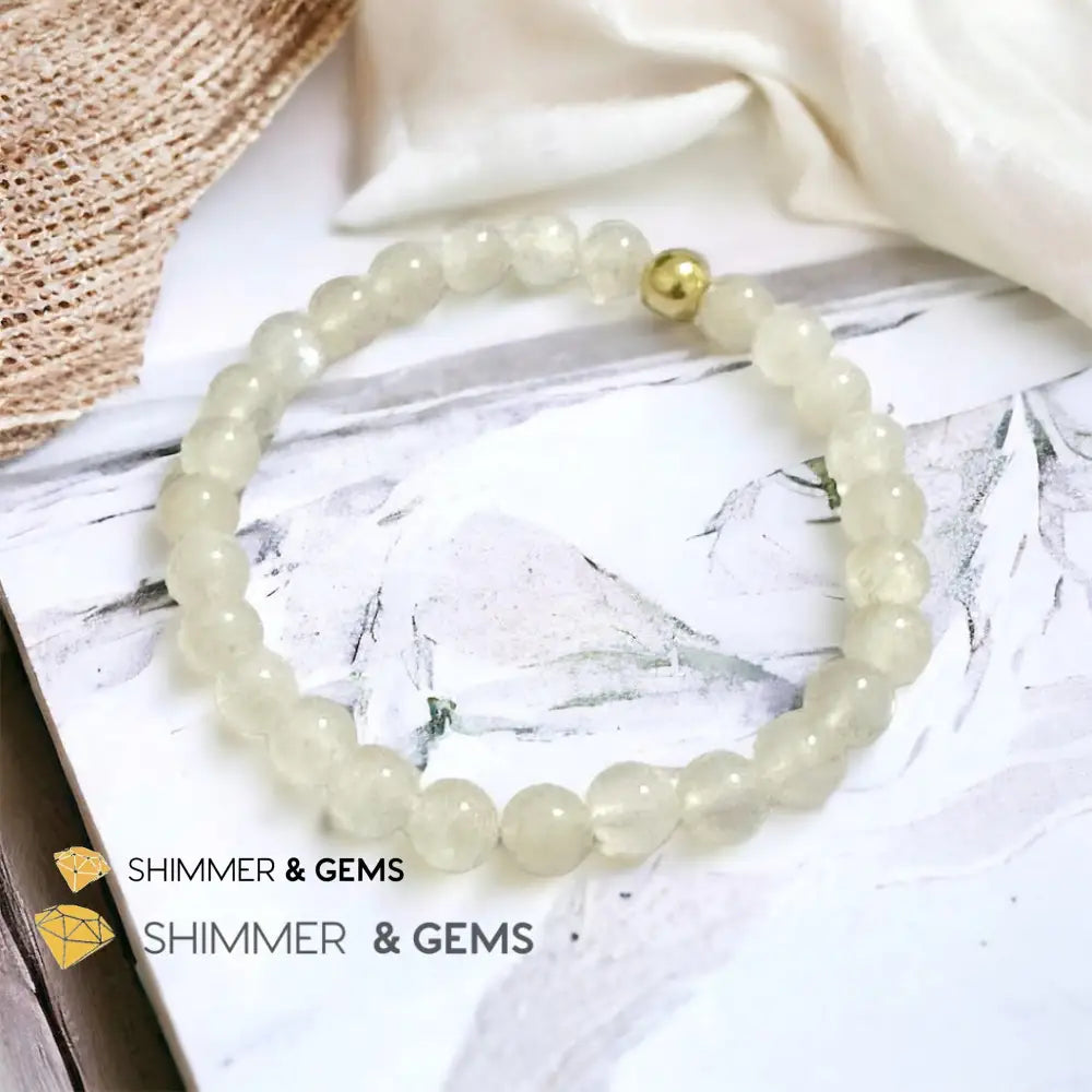 Moonstone 6mm Bracelet with 14k gold filled bead Bracelets