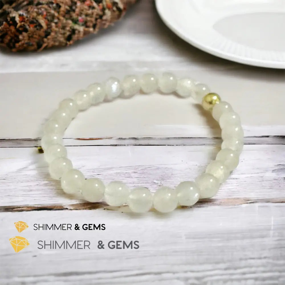 Moonstone 6mm Bracelet with 14k gold filled bead Bracelets