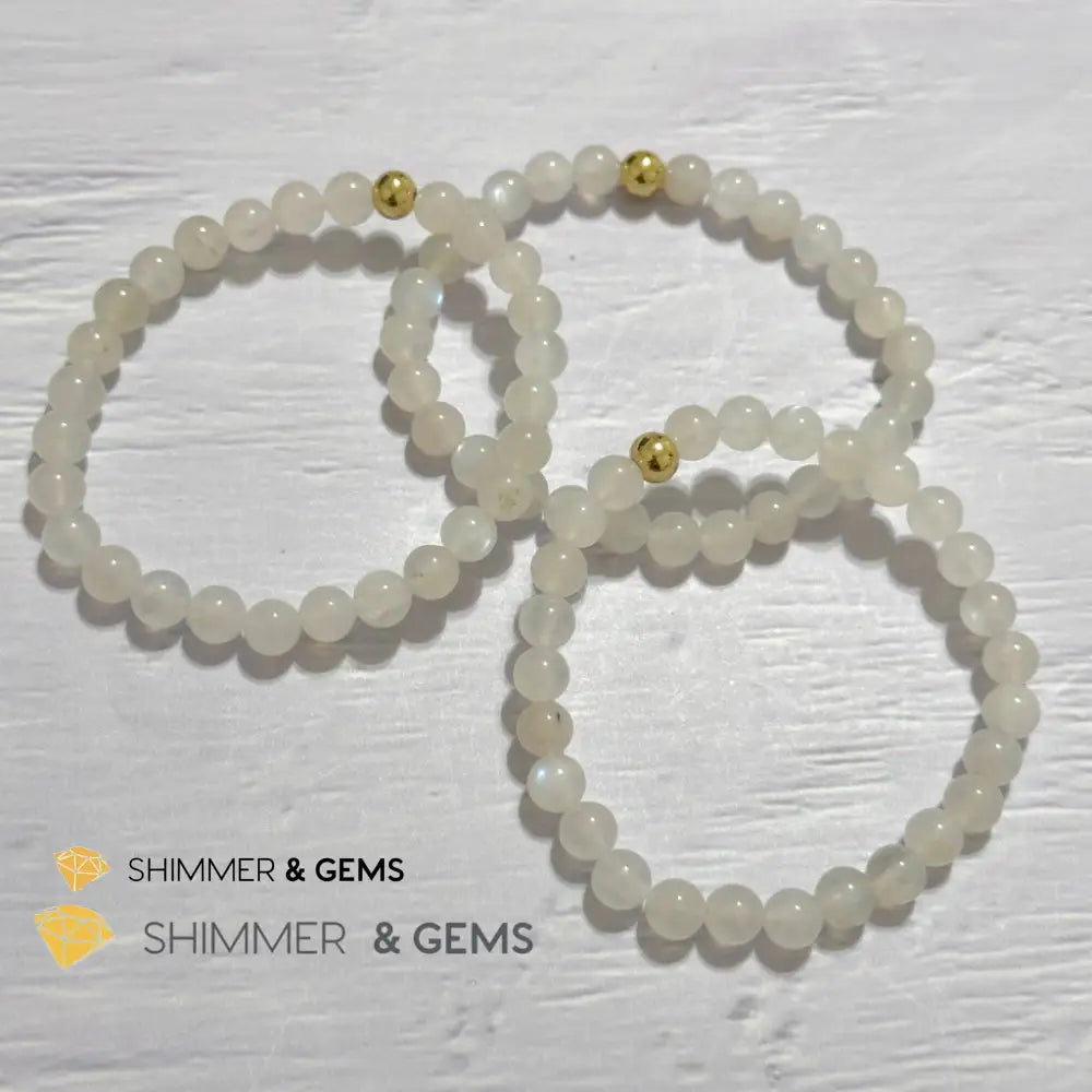 Moonstone 6mm Bracelet with 14k gold filled bead Bracelets