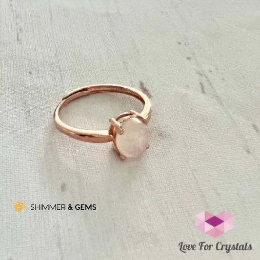 Moonstone Ring in 925 Silver (Rose Gold Electroplated) - Shimmer Adjustable size Rings