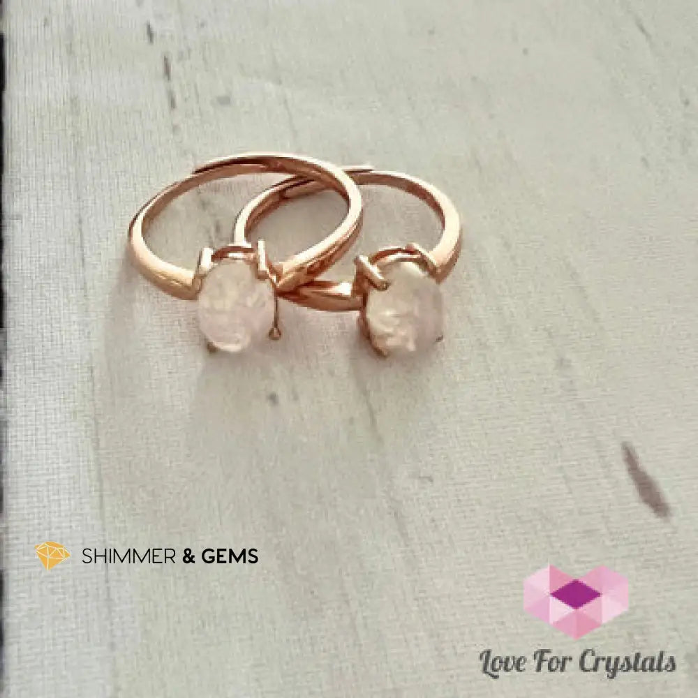 Moonstone Ring in 925 Silver (Rose Gold Electroplated) - Shimmer Adjustable size Rings