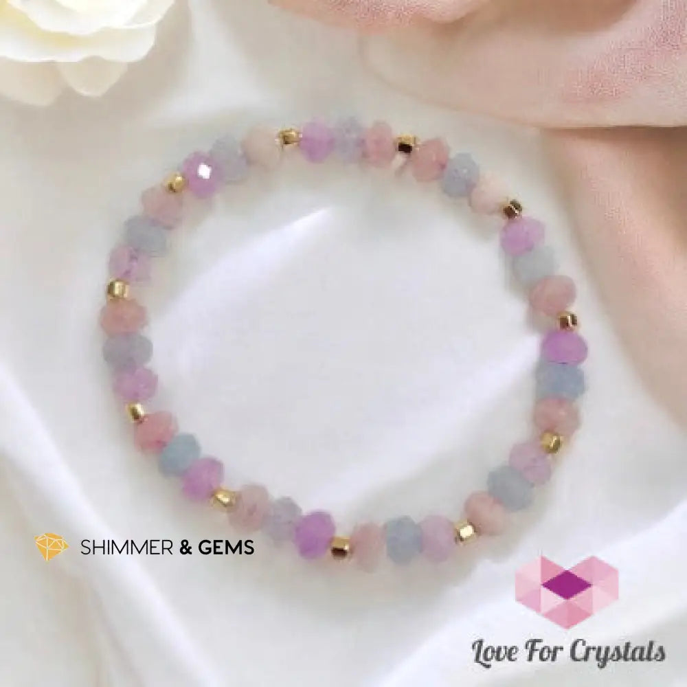 Morganite Lilac Amethyst and Aquamarine 6mm with 14k gold filled beads Bracelet 5.5” Bracelets