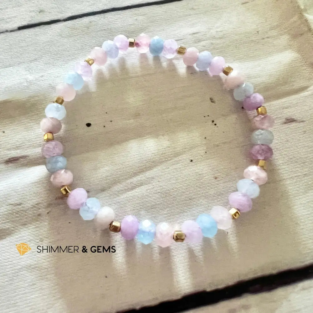 Morganite Lilac Amethyst and Aquamarine 6mm with 14k gold filled beads Bracelet Bracelets