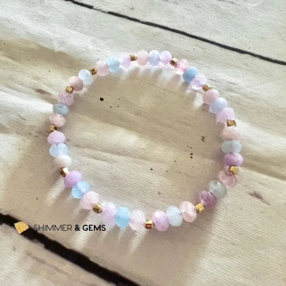 Morganite Lilac Amethyst and Aquamarine 6mm with 14k gold filled beads Bracelet Bracelets