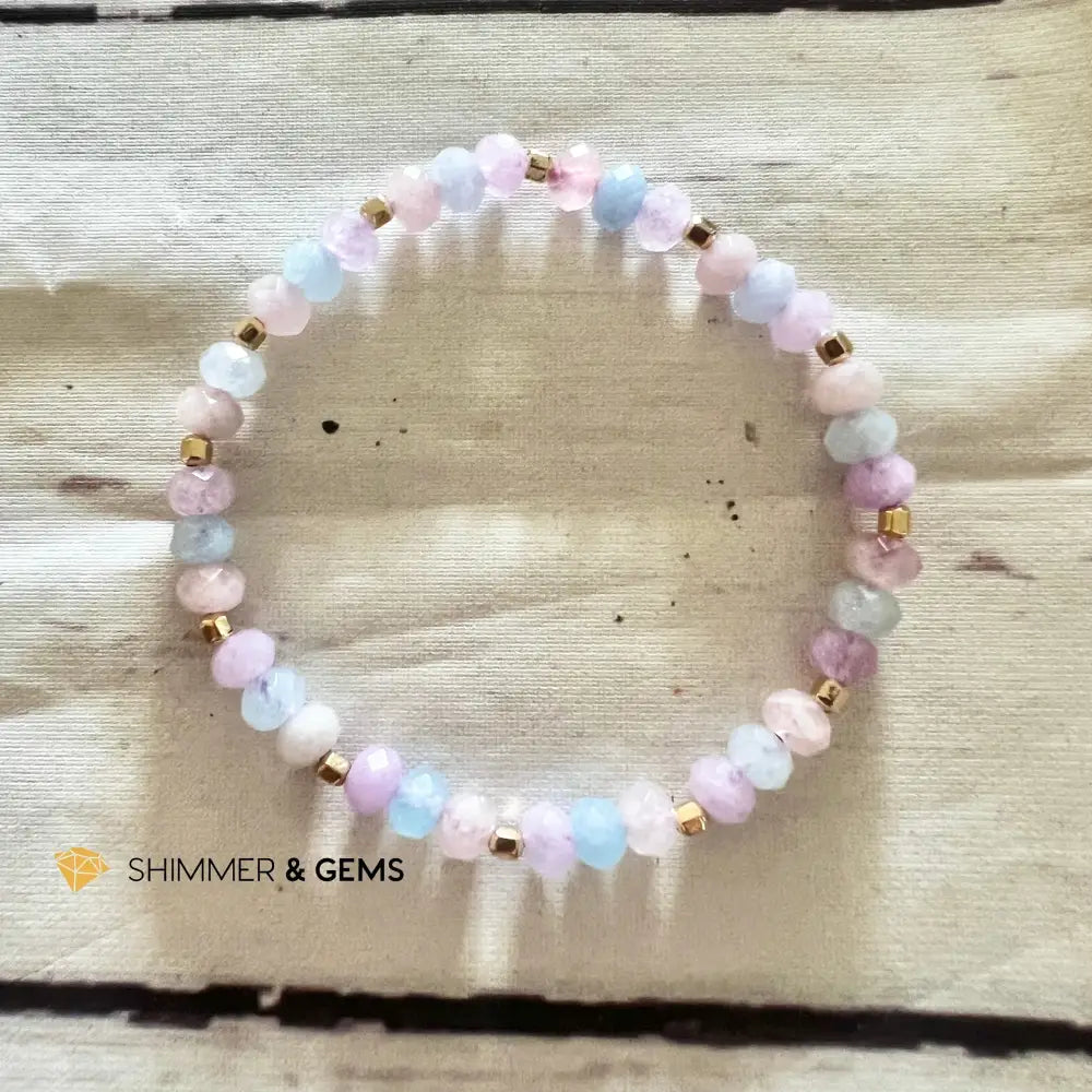 Morganite Lilac Amethyst and Aquamarine 6mm with 14k gold filled beads Bracelet Bracelets