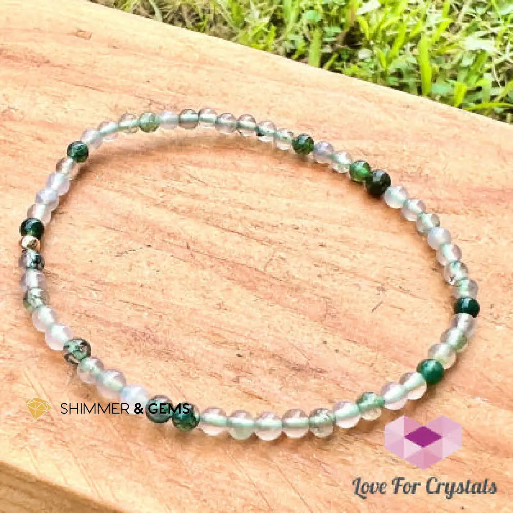 Moss Agate 4mm Bracelet 6.5” Bracelets