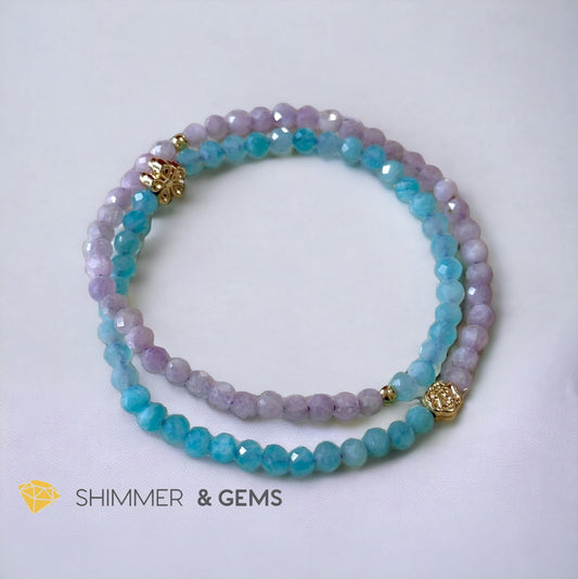 Mother Mary Infinity Double Bracelet (Amazonite & Kunzite) Calm & Faith