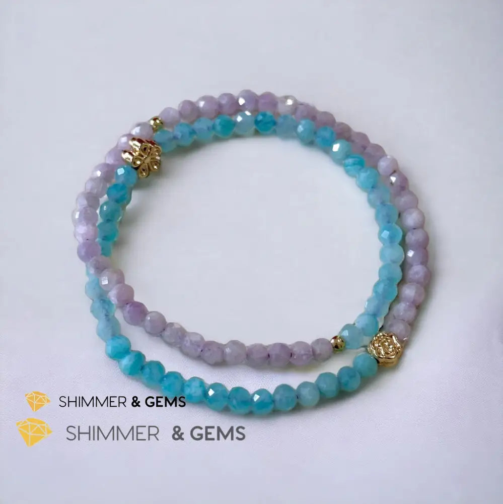 Mother Mary Infinity Double Bracelet (Amazonite & Kunzite) Calm & Faith 5.5” Bracelets