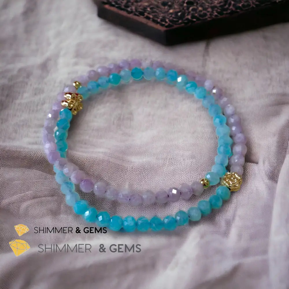 Mother Mary Infinity Double Bracelet (Amazonite & Kunzite) Calm & Faith Bracelets