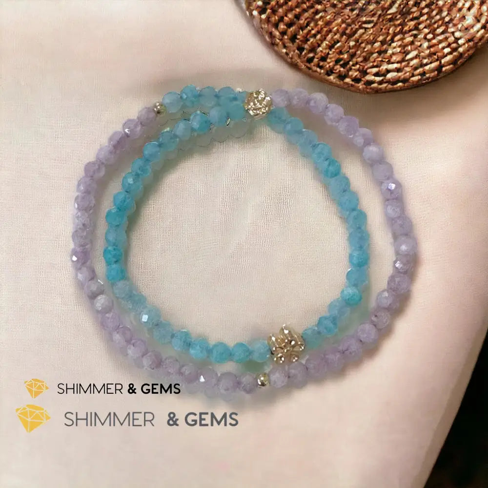 Mother Mary Infinity Double Bracelet (Amazonite & Kunzite) Calm & Faith Bracelets