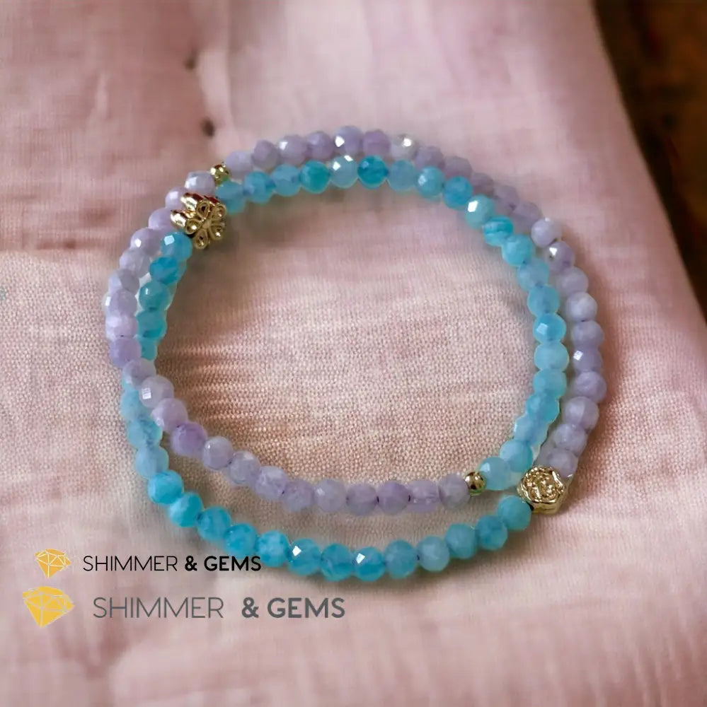 Mother Mary Infinity Double Bracelet (Amazonite & Kunzite) Calm & Faith Bracelets
