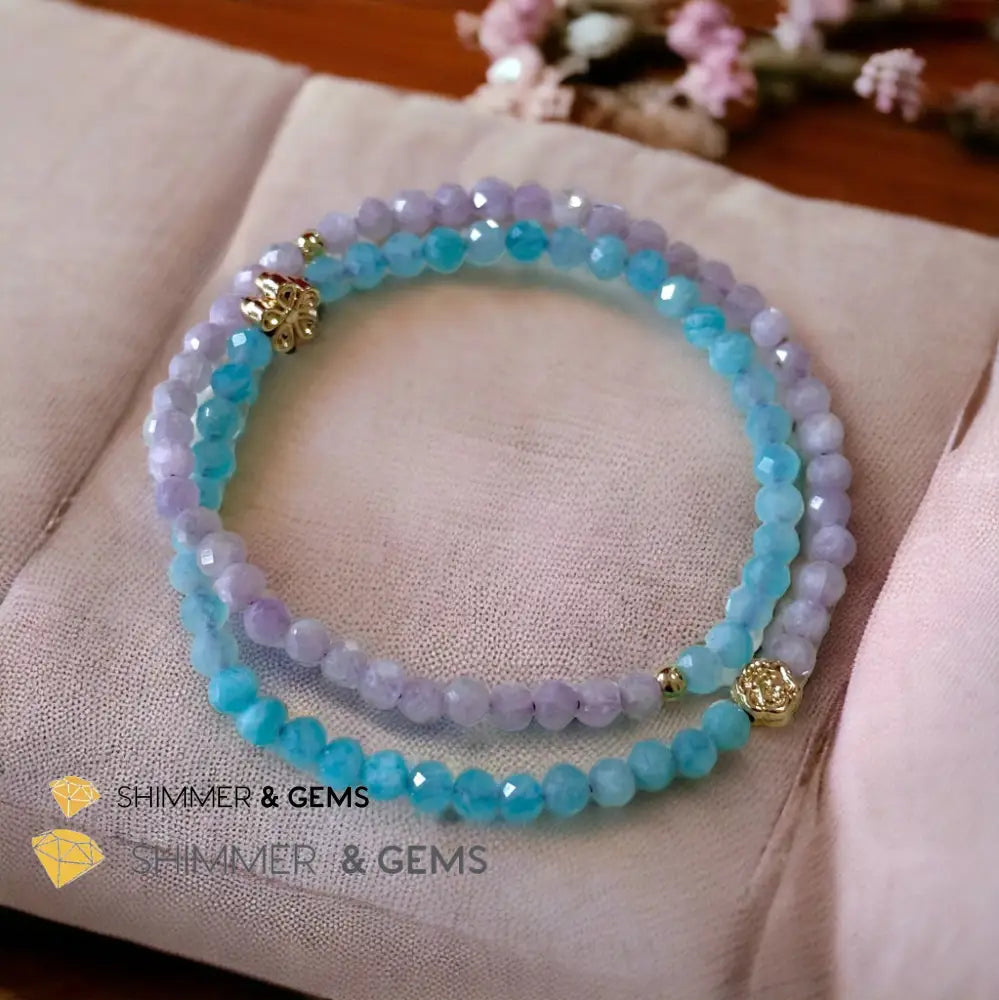 Mother Mary Infinity Double Bracelet (Amazonite & Kunzite) Calm & Faith Bracelets
