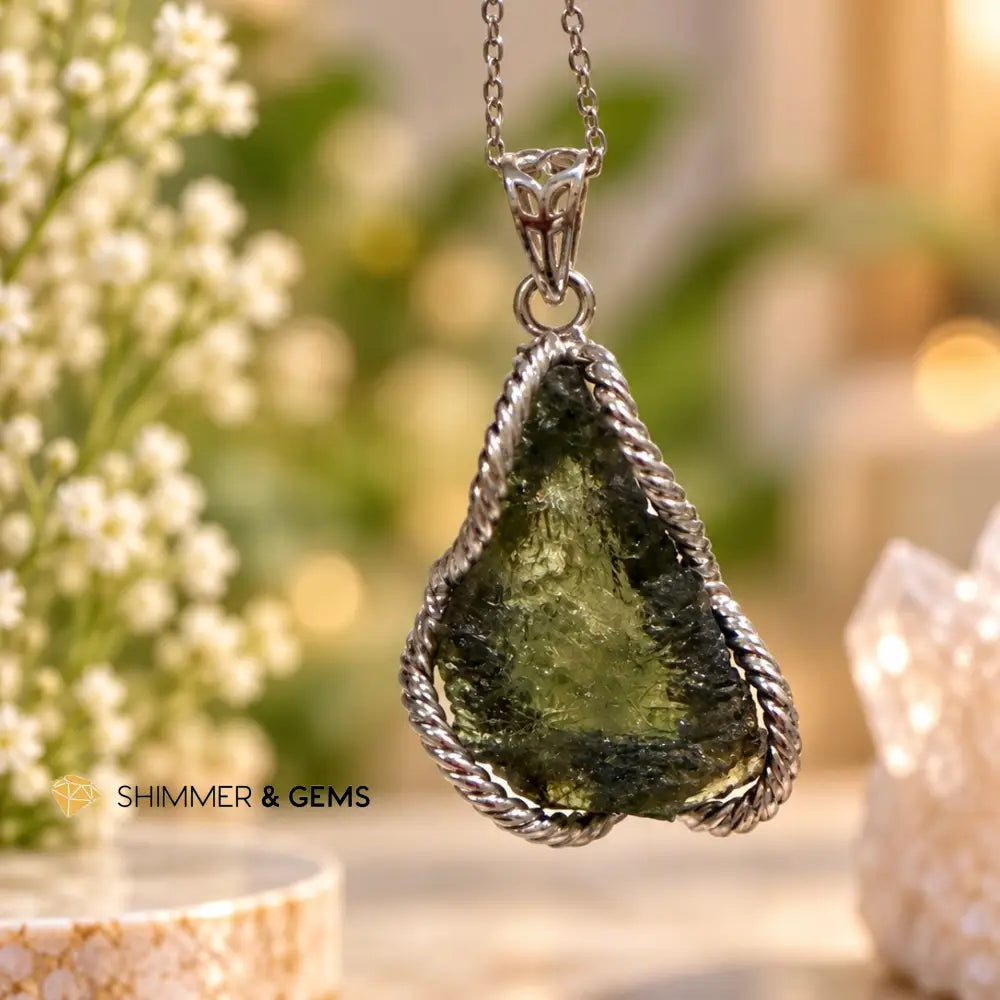 Natural Moldavite in 925 Silver - Photo 2 6.5g - Charms & Pendants