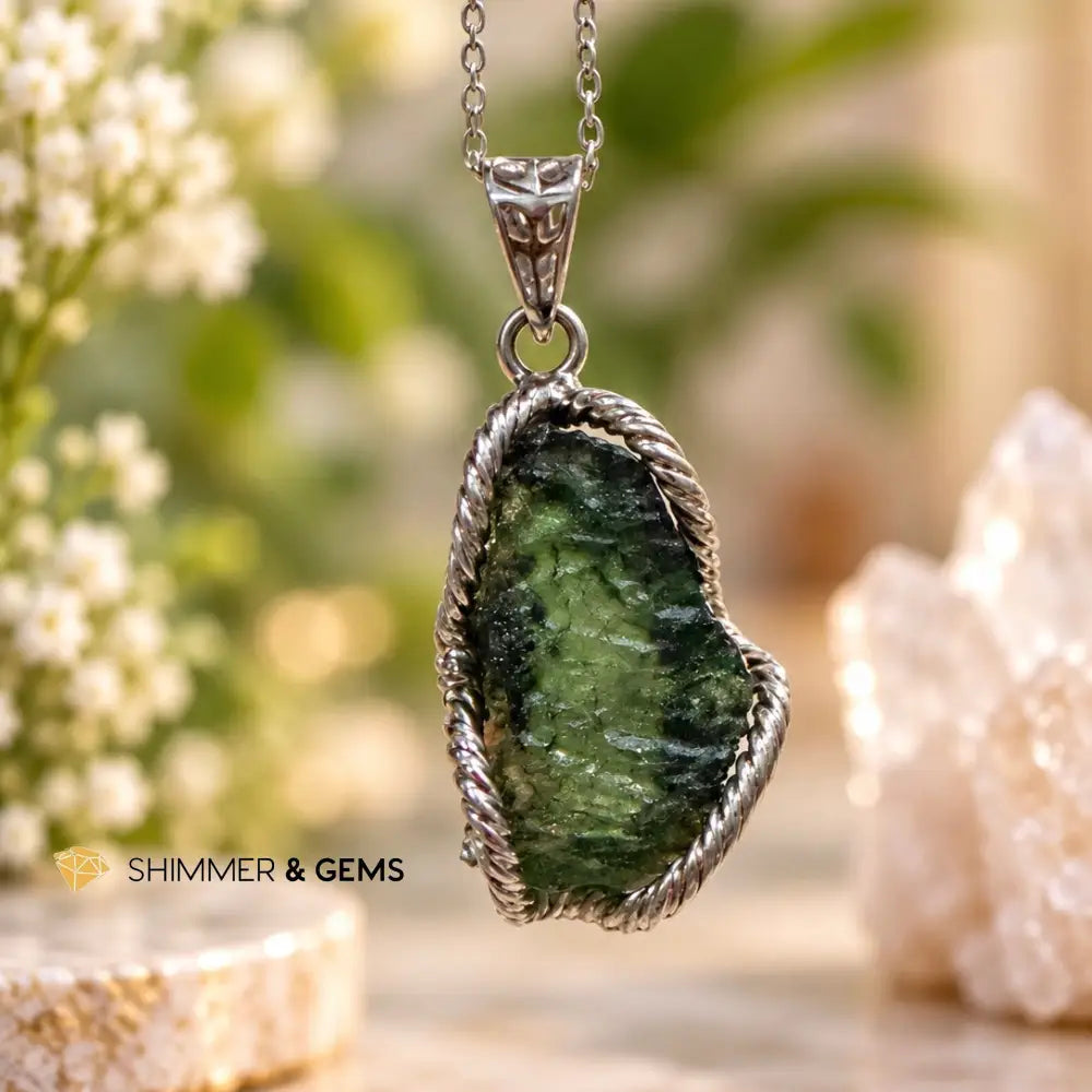 Natural Moldavite in 925 Silver - Photo 3 6.5g - Charms & Pendants