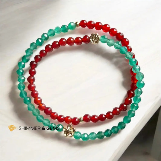 New Beginnings 4mm (Red Agate & Green Agate) Infinity Design Bracelet 6’’