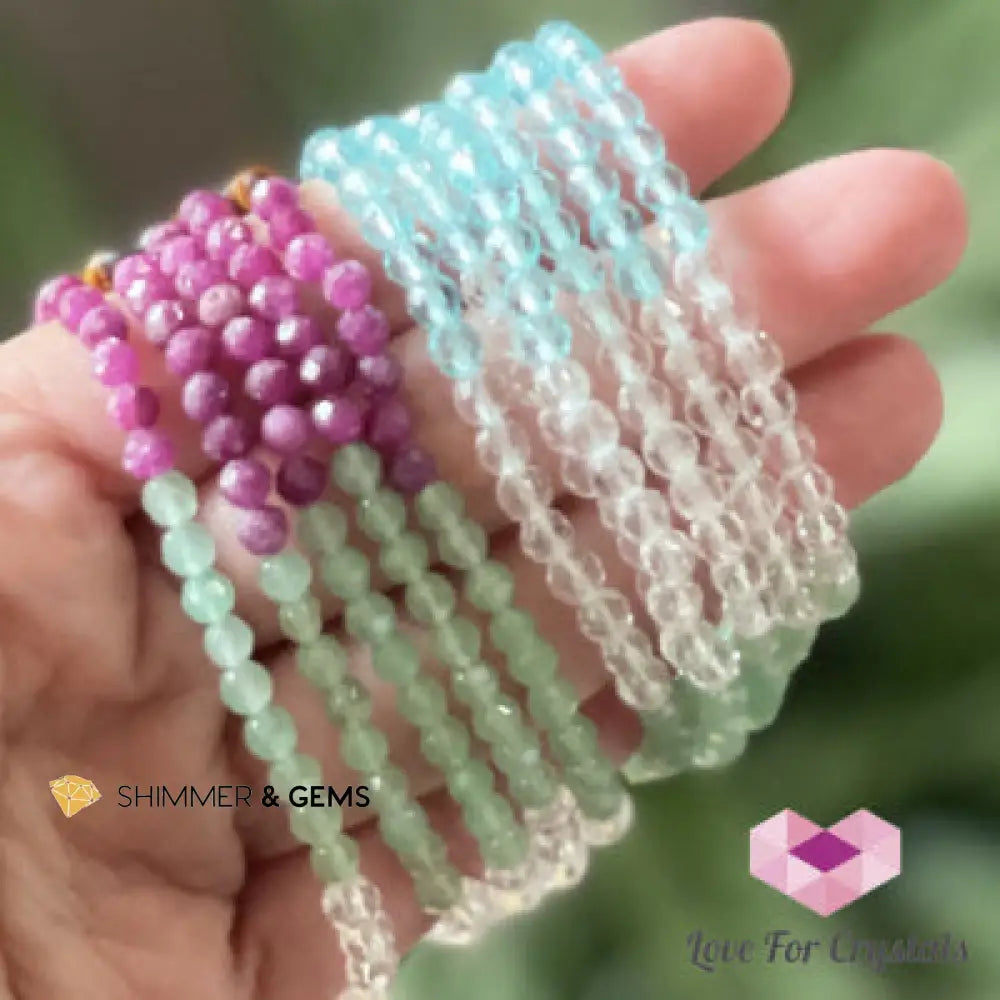 New Beginnings Remedy Bracelet 4mm Ruby Aqua Obsidian Aventurine Clear Quartz and Tigers Eye (Shimmer & Gems) Bracelets