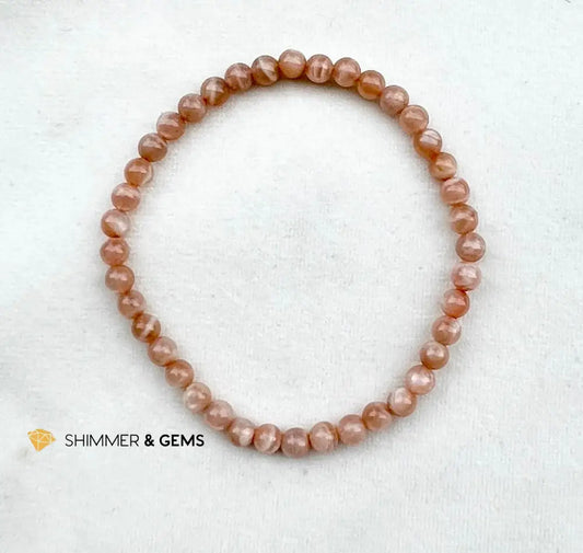 Peach Moonstone Bracelet (5mm) 6’’