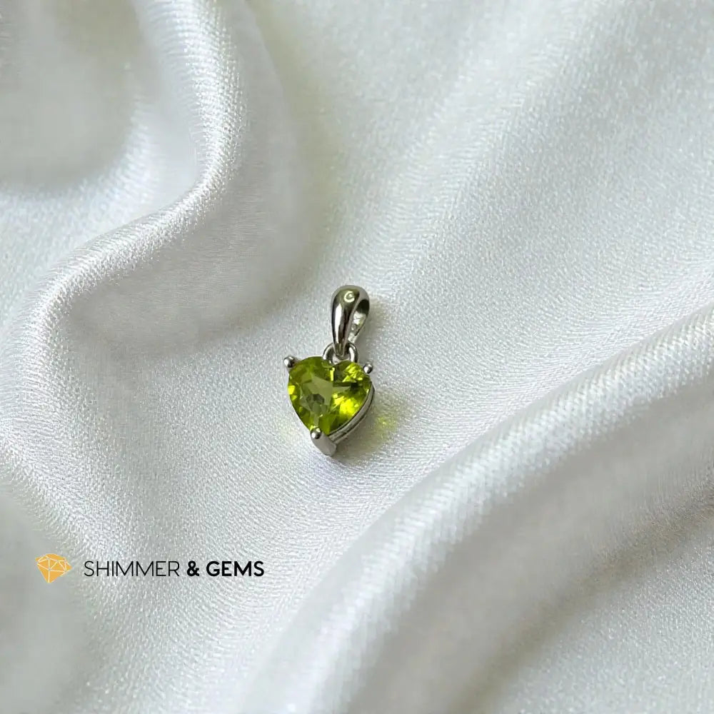 Peridot 5mm Heart 925 Sterling Silver Pendant 5mm Pendant