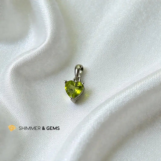 Peridot 5mm Heart 925 Sterling Silver Pendant 5mm Pendant