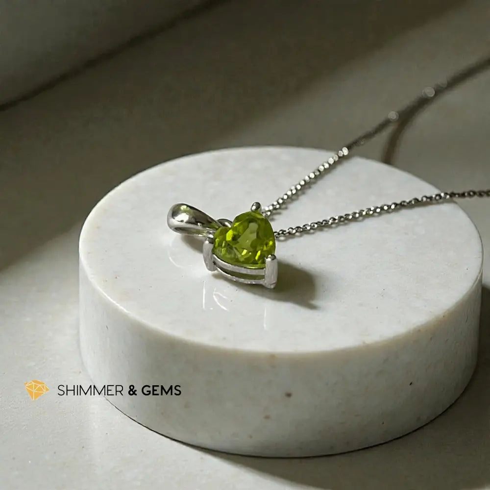 Peridot 5mm Heart 925 Sterling Silver Pendant 5mm Pendant
