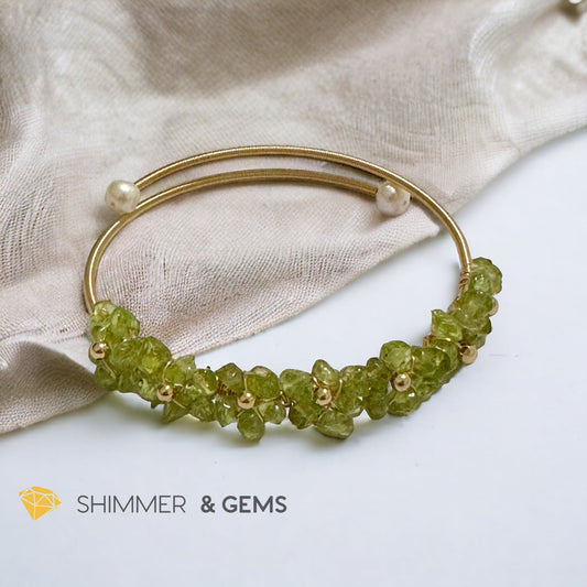 Peridot Bangle (Handmade Wirewrapped 14k gold filled)