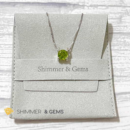 Peridot Faceted Round 7Mm 925 Silver Pendant