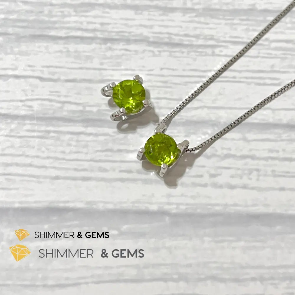 Peridot Faceted Round 7Mm 925 Silver Pendant