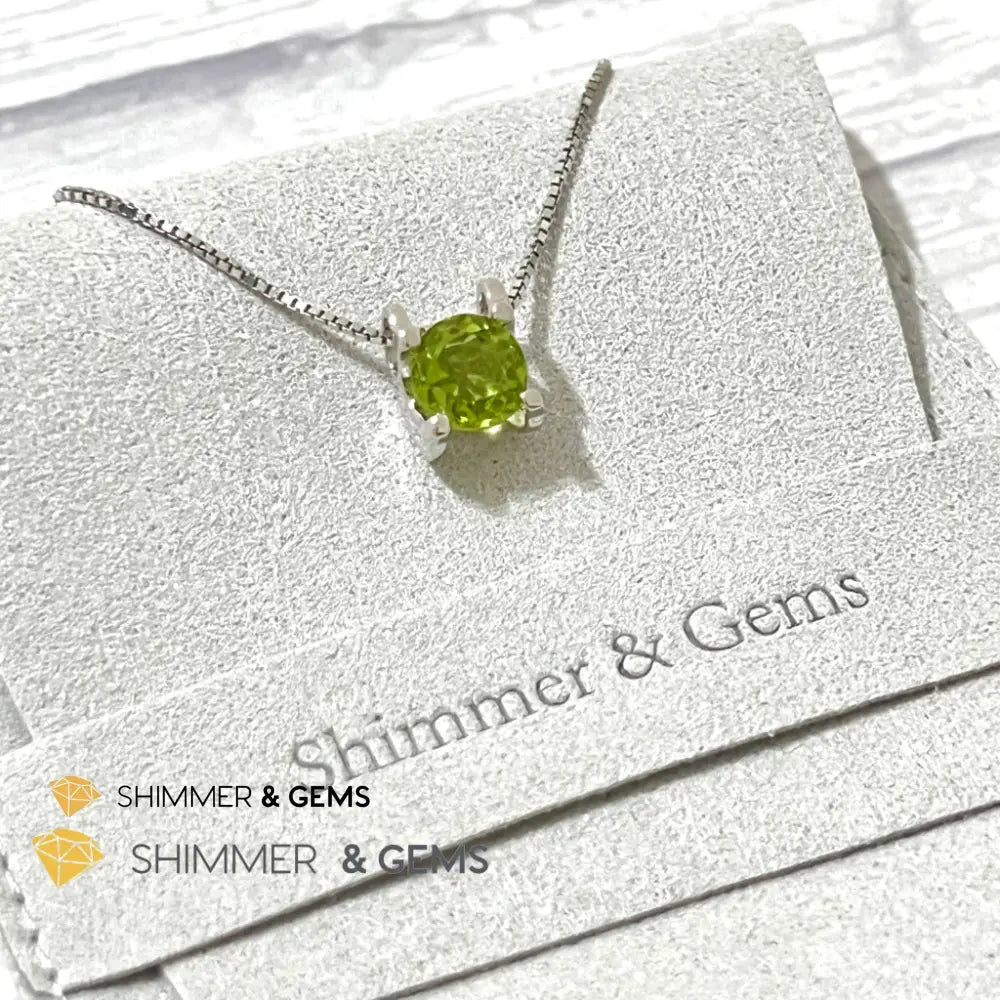 Peridot Faceted Round 7Mm 925 Silver Pendant