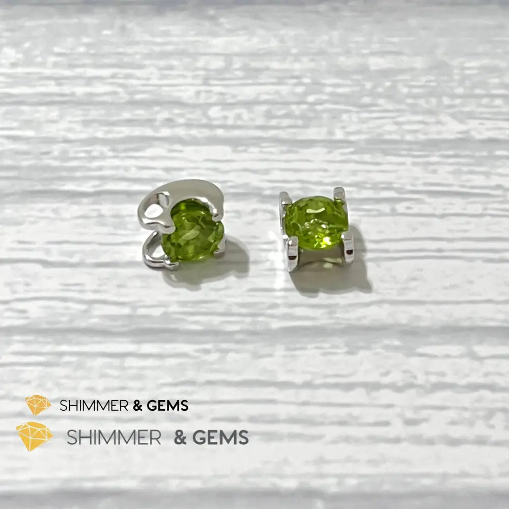 Peridot Faceted Round 7Mm 925 Silver Pendant