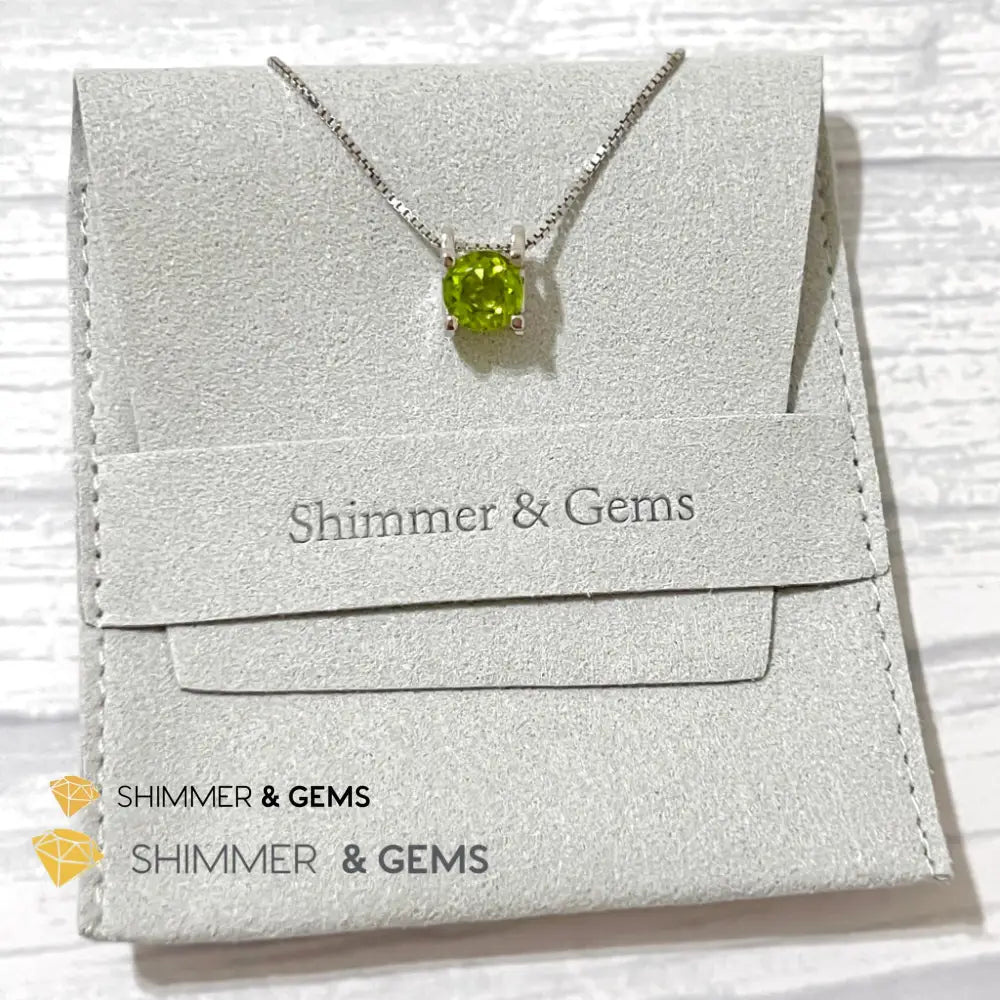 Peridot Faceted Round 7Mm 925 Silver Pendant