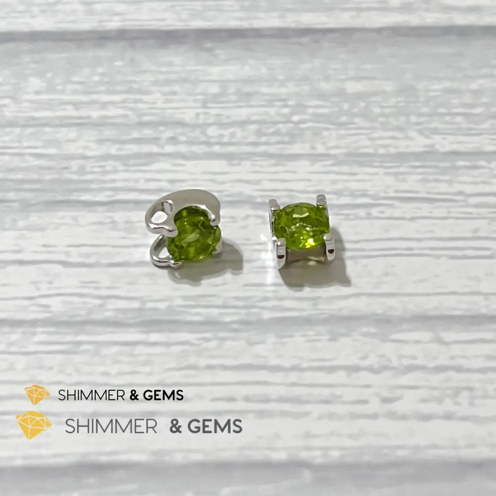 Peridot Faceted Round 7Mm 925 Silver Pendant