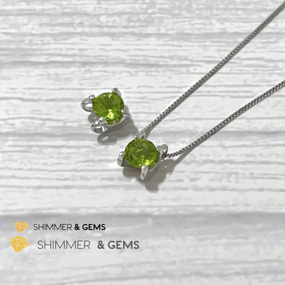 Peridot Faceted Round 7Mm 925 Silver Pendant