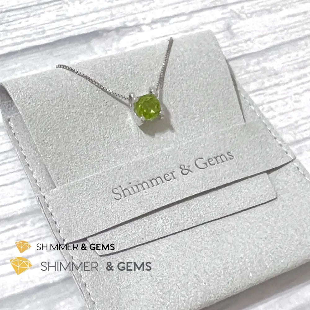Peridot Faceted Round 7Mm 925 Silver Pendant