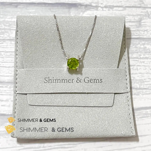 Peridot Faceted Round 7Mm 925 Silver Pendant