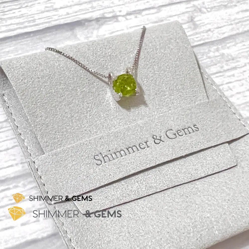 Peridot Faceted Round 7Mm 925 Silver Pendant