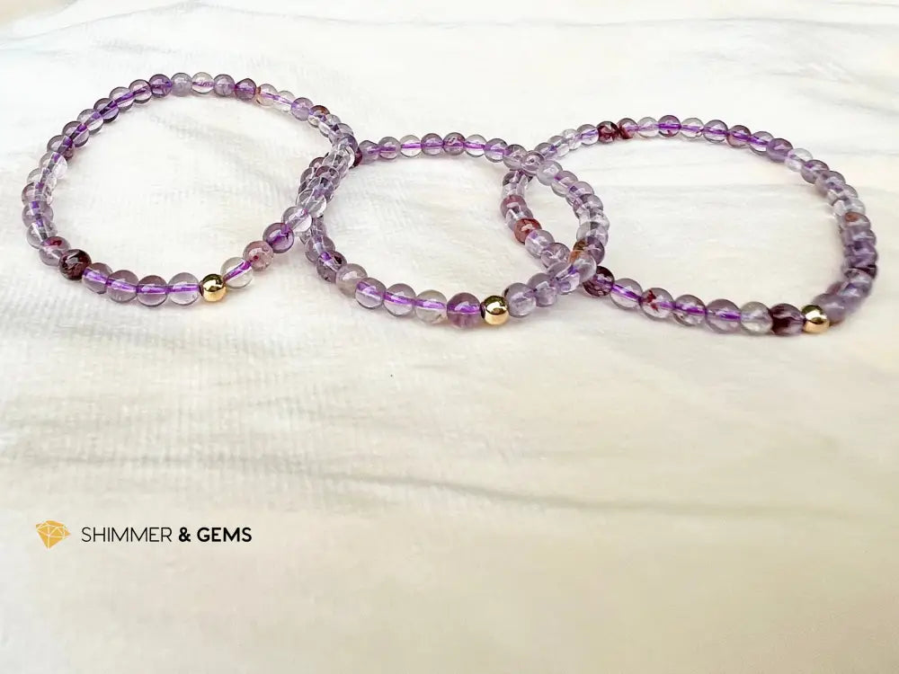 Phantom Amethyst AAA Grade Bracelet (4mm with 14k gold filled)