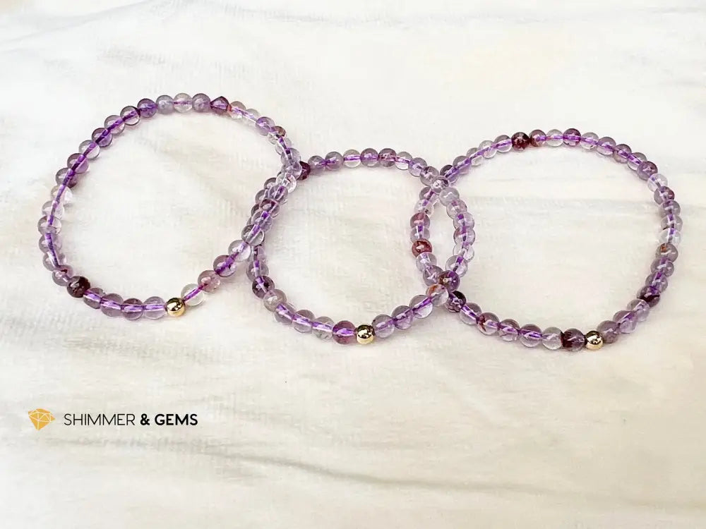 Phantom Amethyst AAA Grade Bracelet (4mm with 14k gold filled)