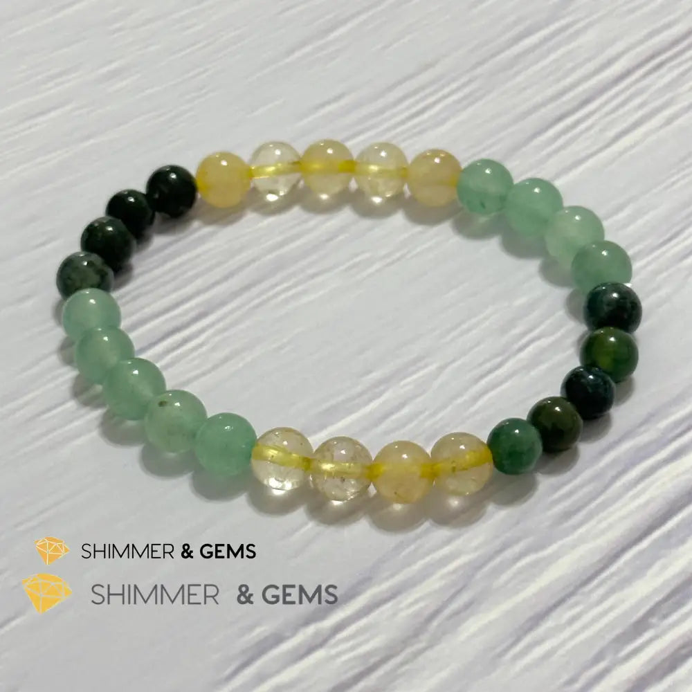Prosperity Increase Remedy Bracelet (Moss Agate Aventurine & Golden Rutilated 6mm) Bracelets