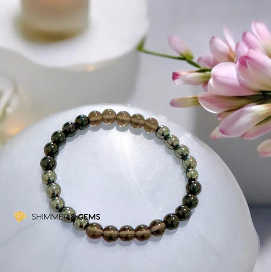 Protection Bracelet 6mm (Black Tourmaline Smoky Quartz & Hematite) 5.5”
