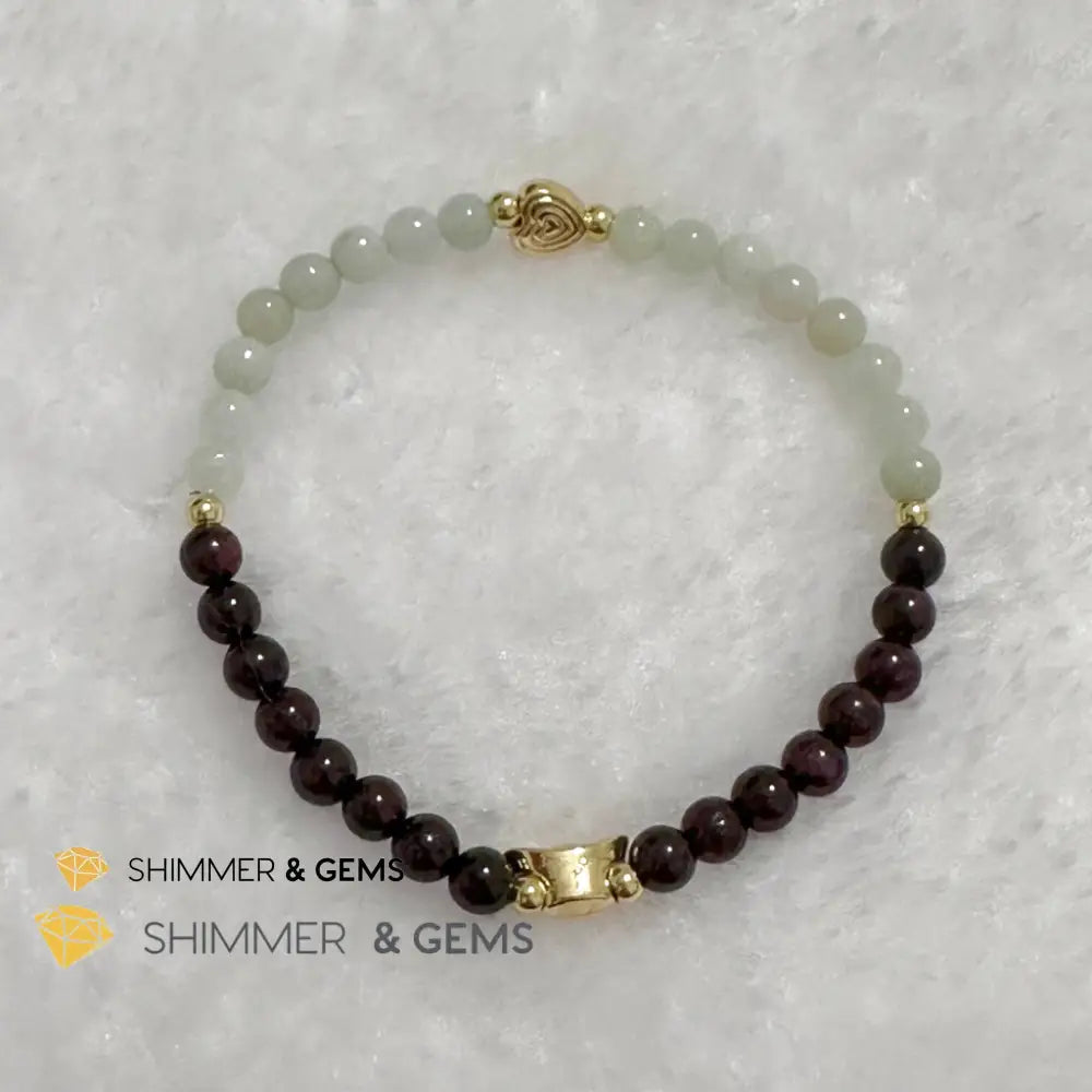 RAT Animal Zodiac 2024 Goodluck Bracelet (Burma Jade & Garnet) Feng Shui 5.5” (4mm) Feng shui