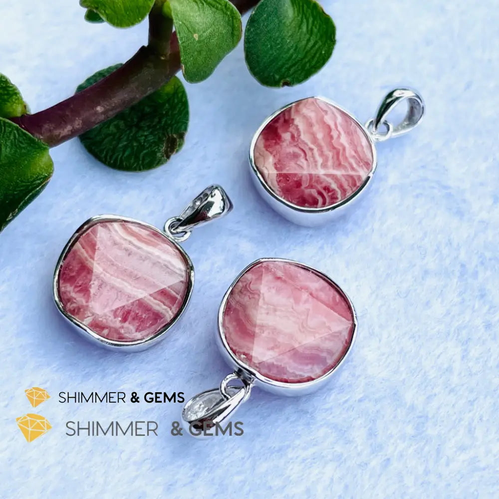 Star Of David Rhodochrosite 12Mm Pendants 925 Silver Charms &