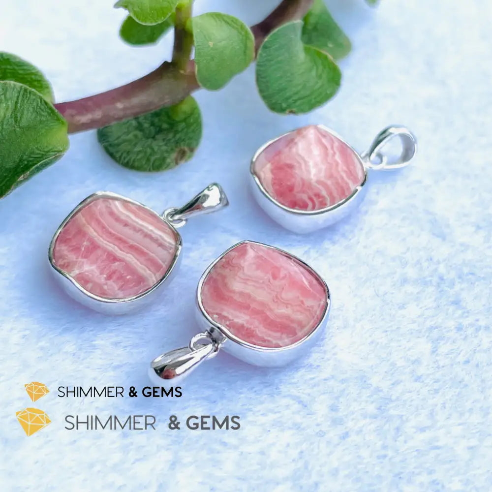 Star Of David Rhodochrosite 12Mm Pendants 925 Silver Charms &