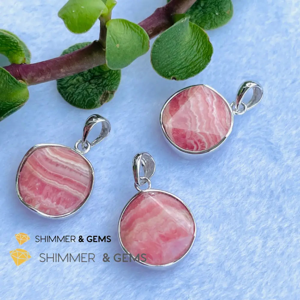 Star Of David Rhodochrosite 12Mm Pendants 925 Silver Charms &