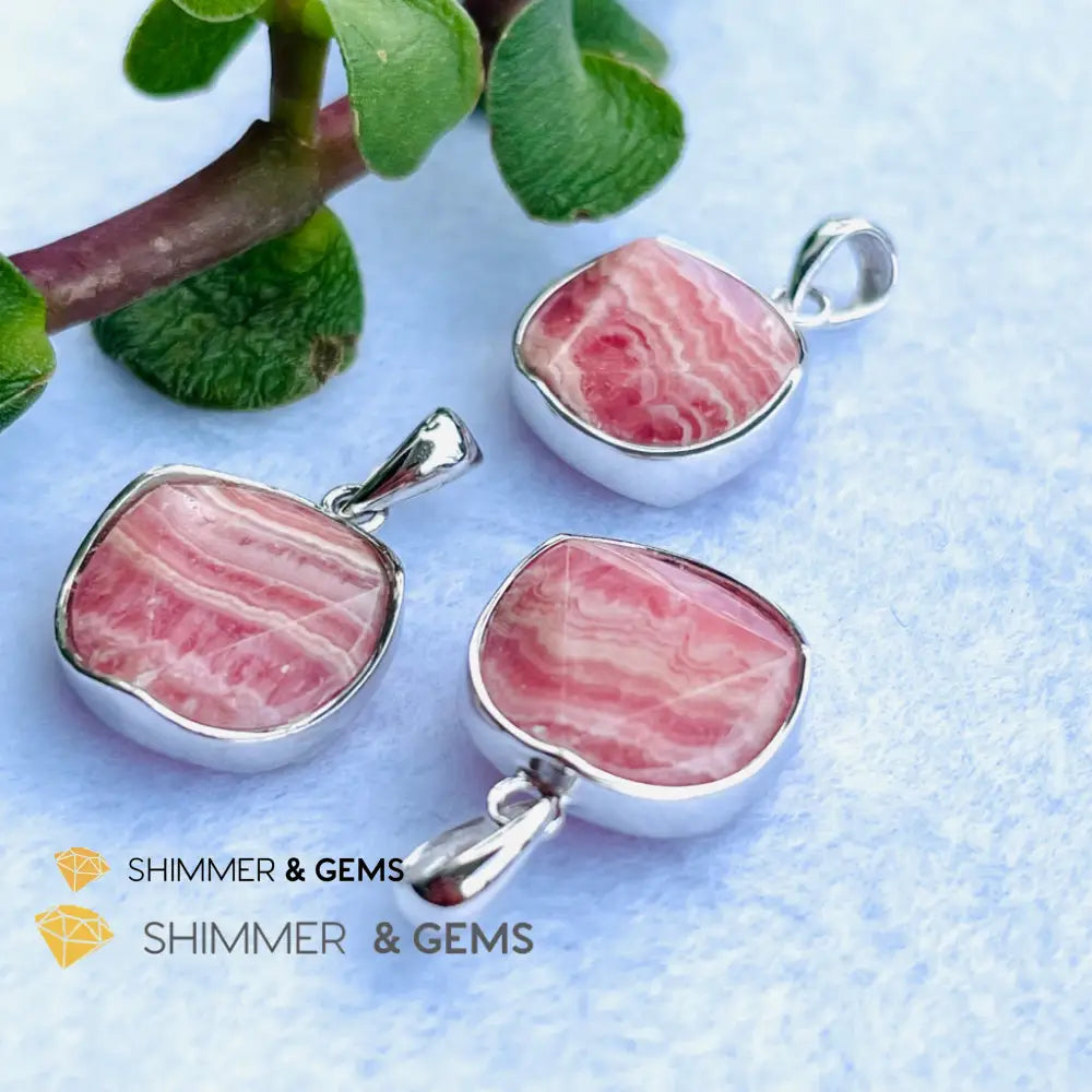 Star Of David Rhodochrosite 12Mm Pendants 925 Silver Charms &