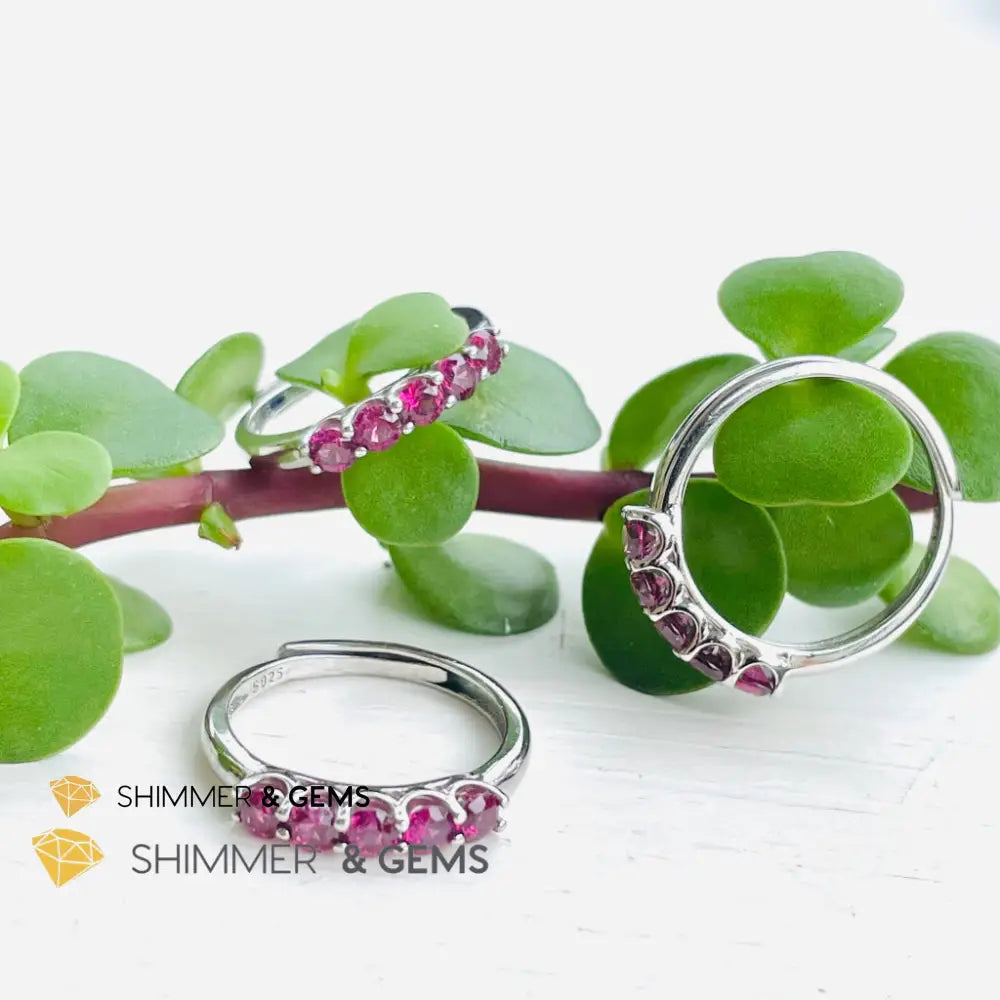 Rhodolite Garnet 925 Silver Adjustable Ring (Love And Energy) Rings
