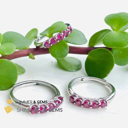 Rhodolite Garnet 925 Silver Adjustable Ring (Love And Energy) Rings