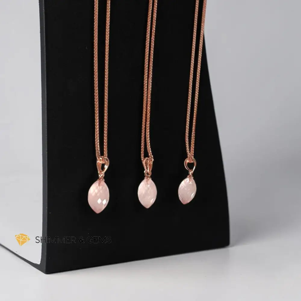 Rose Quartz 13mm Oval with Rose Gold Chain - 13mm with chain