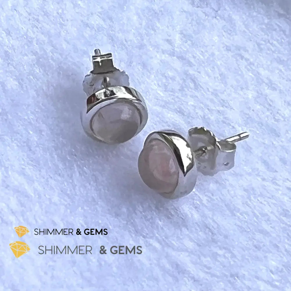 Rose Quartz 6Mm Round Earrings (Love And Harmony)